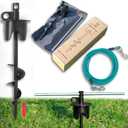 Dog Stakes for Outside Hold up to 250Lbs Dogs Heavy Duty Tie Out Tether Leash Chain for Yard Outdoor Camping Screw in Ground Anchor Set 13 inch Black, 15 FT Steel Cable