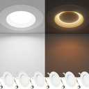 Ensenior 5/6 Inch 5CCT LED Can Lights with Night Light 6 Pack, Retrofit Led Recessed Lighting, Baffle Trim, Dimmable, 9W=110W, 1000LM