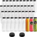 48pcs 7oz Plastic Juice Bottles with Caps, Empty PET Disposable Plastic Bottles, Clear Bulk Drink Containers with Black Tamper Evident Lids for Juicing, Drinking and Other Beverages