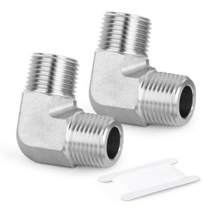 2 x GORAGUCHI 2PCS 304 Stainless Steel 90 Degree Barstock Street Elbow, 1/8 inch NPT Male Fitting to 1/8 inch NPT Male Fitting