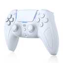 JDDWIN LED Wireless Gaming Controller for PS5/PC/Android/IOS/MAC/Steam Deck,Hall Effect, Bluetooth, 3.5mm Audio Jack, Dual Vibration, 6-Axis Motion Contro Gamepad with Speaker (White)