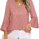 Timeson Women's Business Casual Tops 3/4 Sleeve Dressy Blouses Office Work Shirts (XL)