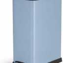 Home Zone Living 12 Gallon Slim Kitchen Trash Can with Soft Close Lid, Step Pedal, Bag Tuck Band, and Removable Liner, Stainless Steel, Steel Blue