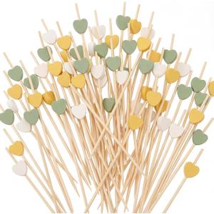 Pinkunn 150 Pcs Sage Green Cocktail Pick 4.7 Inch Long Toothpick for Appetizer Skewer Sandwich Drink Bamboo Food Pick Martini Stick Garnish Party Bar Catering Accessory Baby Shower Wedding Supply