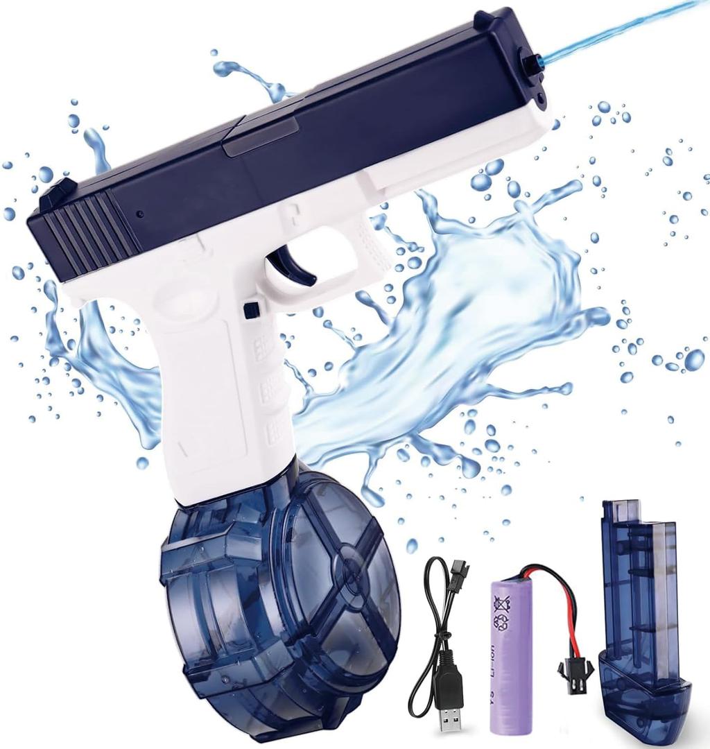 Electric Water Gun for Adults Battery Powered Water Gun Auto Water Gun Rechargeable Automatic Spray Gun Toys Capacity Range Up to 32 FT Range for Adults & Kids - Blue
