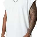 Men's Workout Sleeveless Tank Top Oversized Cut Off Muscle Gym T-Shirts Casual Crew Neck Sleeveless Tops, XL
