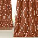 NICETOWN Burnt Orange Blackout Fall Curtains for Living Room 84 inch Long 2 Panels, 52x84, Easy Care Solid Thermal Insulated Wave Line Foil Printed Grommet Room Darkening Drapes for Bedroom Decoration