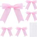 Twist Tie Bows 50Pcs, 3.5In Premade Satin Ribbon Gift Wrap Bows for Crafts, Treat Bags, Christmas, Bridal Shower, Wedding Favors, Birthday Party Gift Wrapping Decorations (Swallowtail Pink)