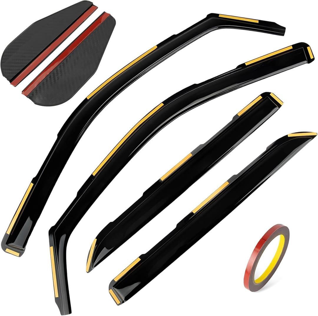 PSLER Side Window Vent Visor Window Deflectors for Chevy Silverado/GMC Sierra Crew Cab 1500 2019 2020 2021 2022 2023 2024 2025 Rain Guard Car Tape-on Window Visor Accessories,4PCS