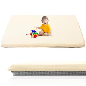 Baby Play Mat, Premium Thick Foam Crawling Mat, Thicken Soft Baby Play Mats for Floor, Non-Slip Cushioned Baby Playmat for Infants, Babies, Toddlers, Mat for Living Room (Cream, 50 x 50 in)