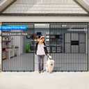 Sliding Garage Door Screen 9x7FT for 1 Car Garage Doors, Magnetic Garage Screen Door with Track Closure, 16x7Ft Retractable Garage Door Screen(Patent has Been published) (Black)