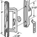 Prime-Line C 1095 Sliding Glass Door Handle Set, 3-1/2 In., Diecast and Wood, Black, Hook Style, Internal Lock (Single Pack)
