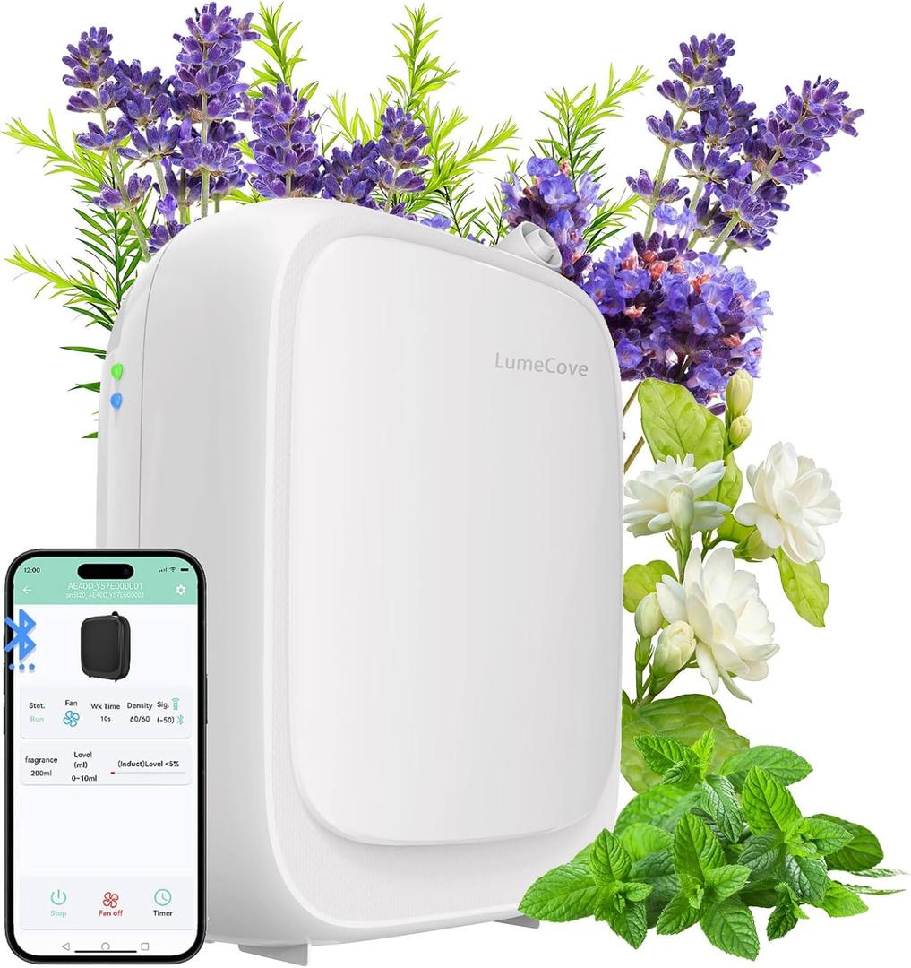 Waterless Essential Oil Diffuser for Home and Commercial Use, Up to 3000 sq ft, Aromatherapy Scent Diffuser for Large Rooms with Smart APP (Oils Not Included) White