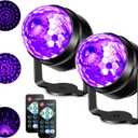 Litake UV Black Lights for Glow Party, 6W LED Disco Ball Strobe Lights for Dark Party Supplies, Sound Activated with Remote Control, Dj Light for Halloween Xmas Birthday Party Home Decorations, 2 Pack
