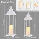 HAVITI 5 Pack Large Lanterns Decorative Outdoor, White Large Outdoor Lantern for Porch, 22'' 17'' White Lanterns Decorative Indoor (no Glass) with 2PCS Flameless Candles for Wedding Table Front Door