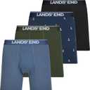 Lands' End Mens Underwear 4 Pack Mens Boxer Briefs for Men Cotton Stretch (S, Blue)