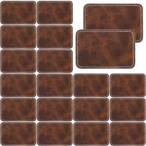 20Pcs Leather Patches for Hats Rectangle Leather Hat Patches for Laser Engraving Faux Leathers Patche for Hats 3 x 2 Inches Custom Fabric Repair Sew Laser Supplies for DIY Cap/Beanies/Stocking/Backpa