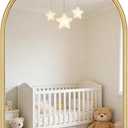 PERHOM Bow Mirror for Nursery, 16"x25" Arched Gold Mirror with Metal Frame,Baroque Decor Mirrors for Girls Room,Bathroom, Hallway,Living Room