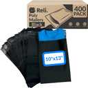 Reli. (400 Pcs) 10x13" Poly Mailers, Black | Shipping Bags for Clothing, Small Business | Black Poly Bags for Shipping, 10x13 Inch | Mailing/Packaging | Non-Padded Envelopes Self Sealing
