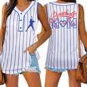 DUTUT Baseball Mom Tank Tops for Women Baseball Graphic V Neck Shirt Summer Sleeveless Jersey Casual Sleeveless Tops (White, M)