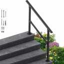 4 Steps Handrail for Outdoor Steps, Premium Aluminum Alloy Railing Set, Porch Railing Kit,Free Installation Kits Included, Used Under Harsh Weather Conditions,Rust Free for 3-4 Steps，Set of 1