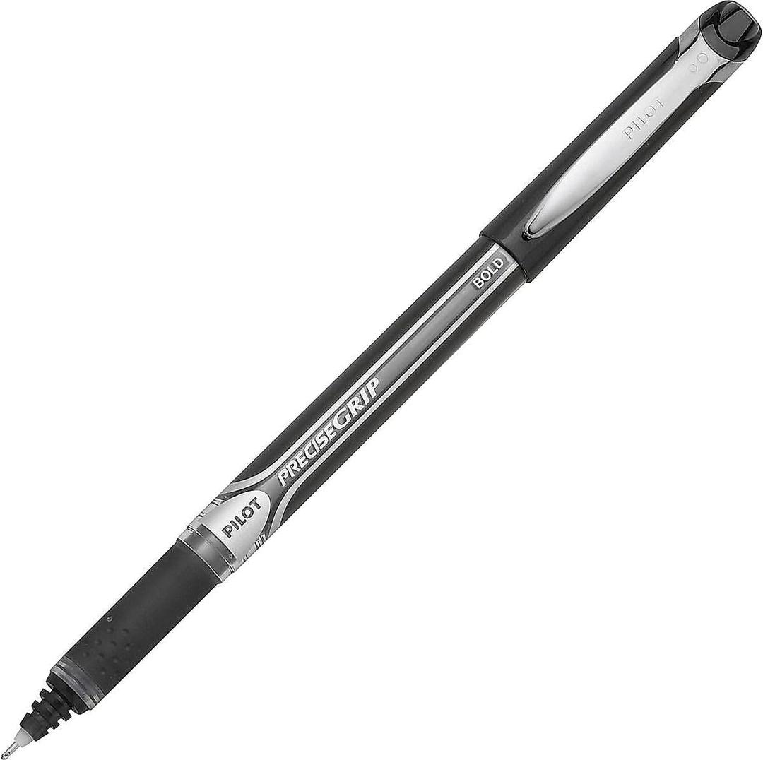PILOT Precise Grip Liquid Ink Rolling Ball Stick Pens, Bold Point, Black Ink, 12-Pack (28901)
