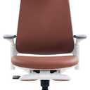 Sunaofe Boss Pro Leather Ergonomic Office Chair with Footrest - Executive Chair, 4D Armrests, Adaptive Lumbar, 125° Recline, 300lb Capacity, White Frame/Dark Brown