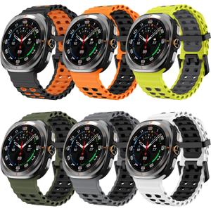 Silicone Band Compatible with Samsung Galaxy Watch Ultra 47mm (2024/2025), Breathable Silicone Band for Galaxy Watch 7 6 5 4 44mm 40mm / 6 Classic 43mm 47mm / 5 Pro 45mm / 4 Classic 46mm 42mm