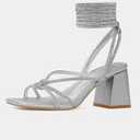 DREAM PAIRS Women's Heels Chunky Block Strappy Square Open Toe Ankle Buckle Heeled Sandals Wedding Party Dress Shoes Indie 7.5