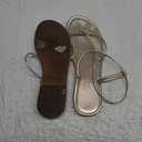 GORGLITTER Women's Metallic Strappy Flat Sandals Open Toe Dressy Summer Beach Thong Slides 41