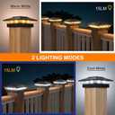 APONUO Solar Post Cap Lights 12-Pack, Black IP64 Waterproof 16 LED Fence Post Solar Lights for 4x4 5x5 6x6 Wood/Vinyl Posts, 2-Mode Deck Post Lights Solar Powered, 10-Hr Lighting for Patio Yard Porch