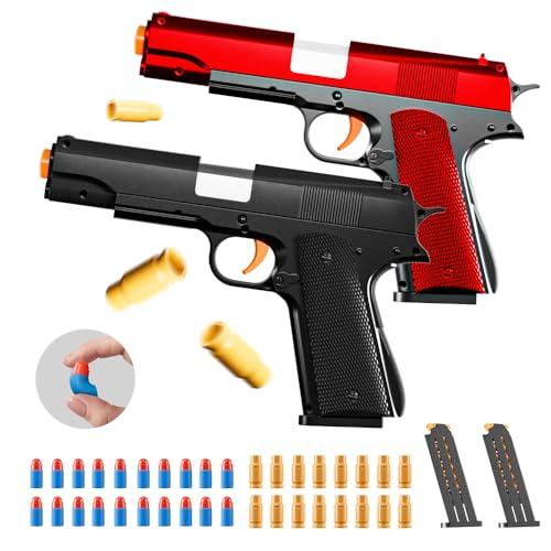 2Pack M1911 EVA Soft Foam Ejection Toy Blaster, Shooting with Foam Darts, Shooting Games, Backyard Fun and Outdoor Games, Education Toy Model for Boys Girls Halloween Christmas Ages 8+ (Black+Red)