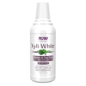 NOW Solutions, Xyliwhite Mouthwash, Neem and Tea Tree Flavor, Naturally Freshens Breath, Cleanses Teeth and Gums, 16-Ounce