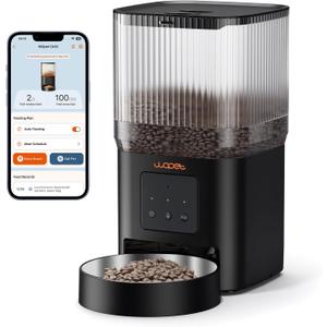 WOPET Automatic Cat Feeder, WiFi Dog Feeder with APP Control for Remote Feeding, Automatic Cat Food Dispenser with 10S Voice Record,1-10 Meals Per Day for Cats and Dogs (Black)