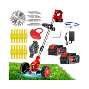 Cordless Weed Wacker, Electric Grass Trimmer 21V 4.0Ah Battery Powered Weed Trimmer, 3 in 1 Stringless Lightweight Brush Cutter/Edger/Mower with 3 Types Blade & Wheels for Garden and Yard Lawn