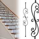 5-Pack Skinny Scroll Iron Balusters for Staircase Interior,44" Decorative Metal Balusters for Decks, S Balusters 1/2" Square Metal Balusters with Iron Baluster Swivel Shoes