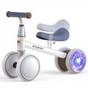 Baby Balance Bike for 1-2 Years Old Boys Girls (15-36in Height), Colorful Lighting 4 Silent Wheels Toddler Balance Bike with Adjustable Seat, Baby Bike Toddler 1st Birthday Gifts (Colorful Lighting-white)