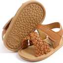 SOFMUO Baby Girls Boys Sparkly Bowknot Sandals Premium Soft Anti-Slip Rubber Sole Infant Summer Outdoor Shoes Toddler First Walkers (6-12 Months Infant, A04/Brown)