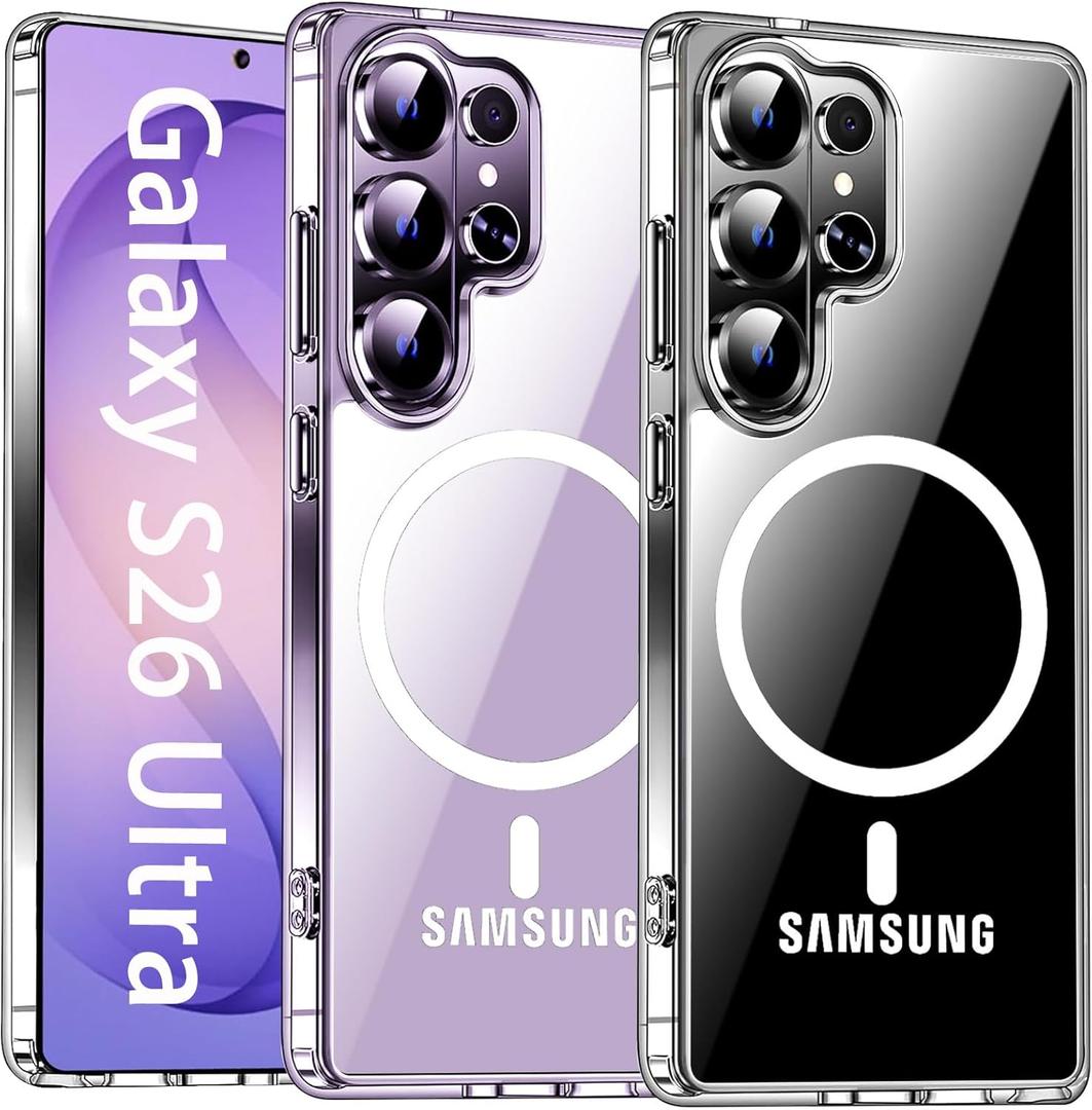 Magnetic Case for Samsung Galaxy S26 Ultra,Ultra Thin Phone Case with Camera Bumper [Compatible with Magsafe] Shockproof Protective Cover for Galaxy S 26 Ultra 2026,Clear