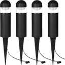 MULANDI LED Landscape Bollard Pathway Light, 2W, DC 12V Low Voltage Path Lighting Outdoor Waterproof, Die-Casted Aluminum Housing for Garden Light, 3000K Warm White Pack of 4 (Black)