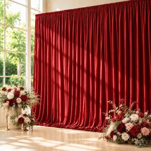 10ft x 10ft Red Backdrop Curtains for Parties, Wrinkle-Free Fabric Photo Backdrop Drapes for Christmas Valentine’s Day New Year Birthday Wedding Photography Background Decorations