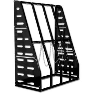 Steel Vertical Long Parts Storage Rack, Lumber Storage Rack 1500 LBS Capacity, Heavy Duty Standing Bar Rack with Safety Chain for Garage Workshop Factory, 4 Bays, Black,