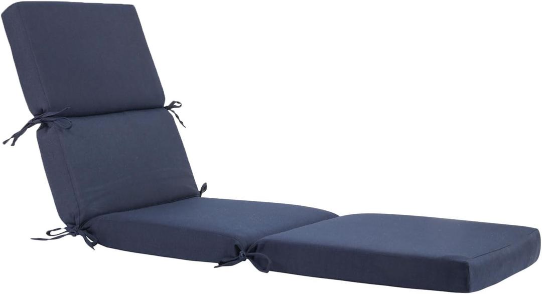 3" Solid Outdoor Lounge Chair Cushion, 74 x 22.5 inch Weather Resistant Chaise Lounge Cushion with 6 Ties for Patio Pool Furniture
