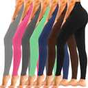 yeuG 7 Pack High Waisted Leggings for Women Tummy Control Soft Workout Yoga Pants Full Length & Capri (Large-X-Large, 03#black,coffe,navy,bright Green,grey,rose Red,light Grey)