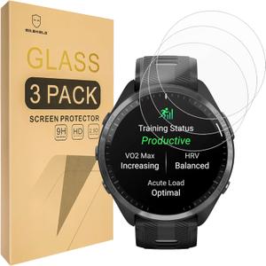 Mr.Shield Screen Protector compatible with Garmin Forerunner 965 [Tempered Glass] [3-PACK] [Japan Glass with 9H Hardness]