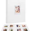 Ruibytree 128 Pockets Instant Mini Photo Album For 2x3 Pictures,Faux Leather Hardcover Fits Polaroid Photo Albums With Writing Space for Fujifilm Instax Mini Series Instant Film (White)