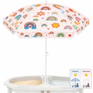 Cinrobiye Beach Umbrella for Sand and Water Table, Boho Rainbow Theme Portable Pool Umbrellas, Baby Folding Sun Shade Umbrella for Picnic Table, Beach, Camping, Garden and Outdoor Summer Party