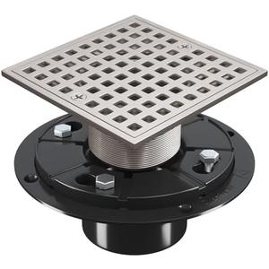 Yaseingoo 4 Inch Shower Floor Drain with Flange - Square Shower Drain with Hair Strainer - Removable Grid Strainer Cover - SUS304 Stainless Steel & CUPC Certified - Brushed Nickel