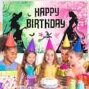 Pink and Green Birthday Backdrop Party Decorations Witch Birthday Party Decorations Witch Themed Happy Birthday Banner Photo Backdrops for Princess Girls Boys Women Party Supplies Decor