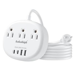 Thailand Power Adapter With 3 American Outlets, 4 USB Ports (2 USB-C) 24W Total, Type O Plug Adapter and Outlet Converter for USA to Thailand, 4FT
